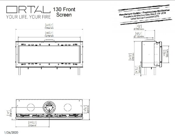 Ortal Clear 130 Front Facing Fire - Gas Fireplaces