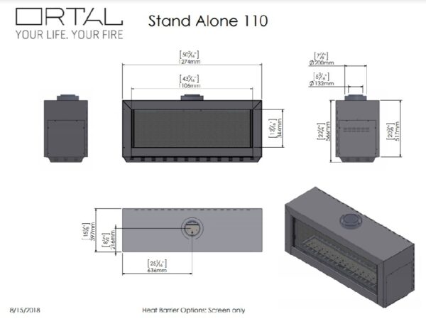 Ortal 110 Stand Alone Fire - Gas Fireplaces