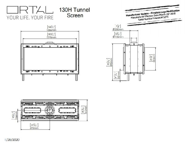 Ortal 130H Tunnel Fire - Gas Fireplaces