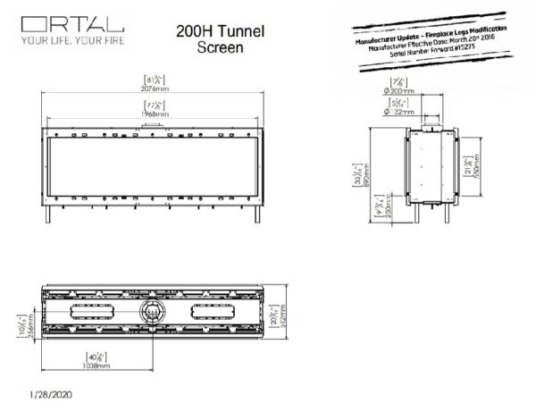 Ortal 200H Tunnel Fire - Gas Fireplaces