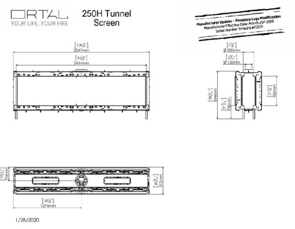 Ortal 250H Tunnel Fire - Gas Fireplaces