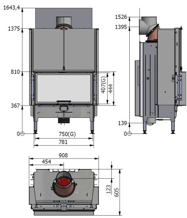 Rais Visio 1 Inset Stove with Installation Frame - Hole-in-the-Wall Stoves