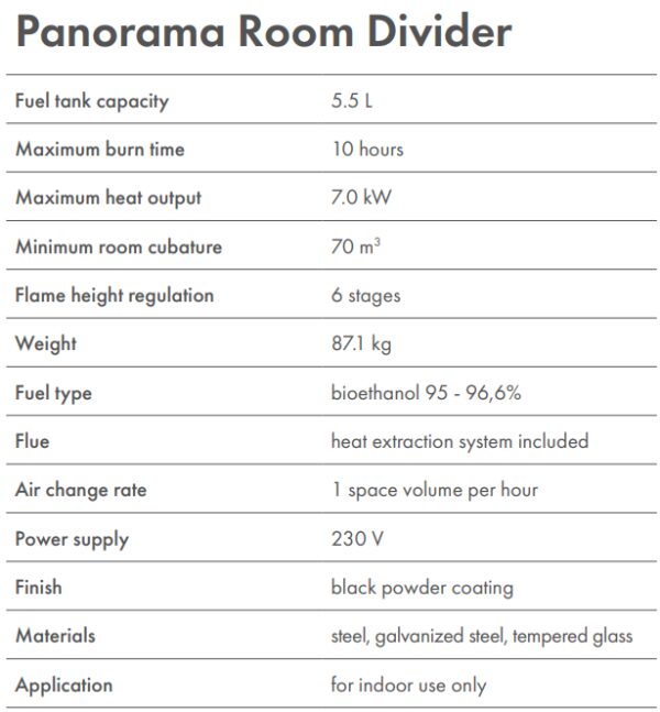 Panorama Room Divider - Bio Ethanol Fireplaces