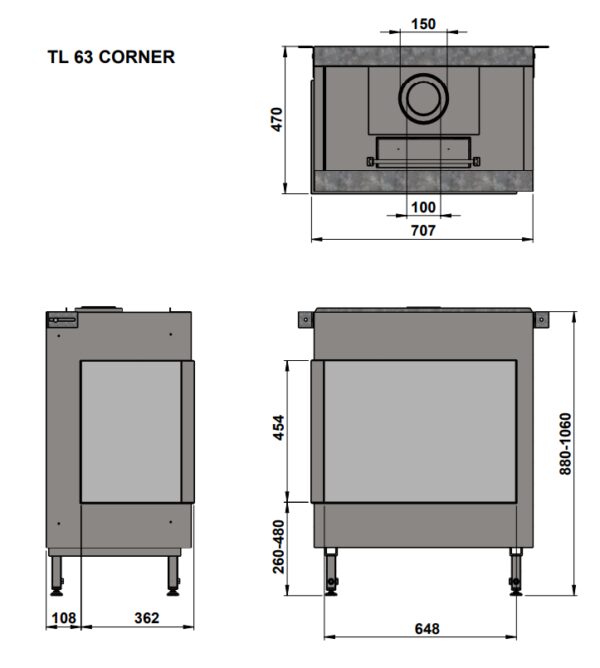 Vision Trimline TL63 Corner Fire - Gas Fireplaces